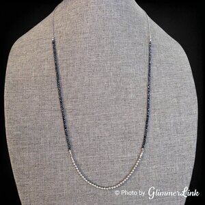 Loft Long Two Tone Faceted Bead Silver Tone Layering Necklace